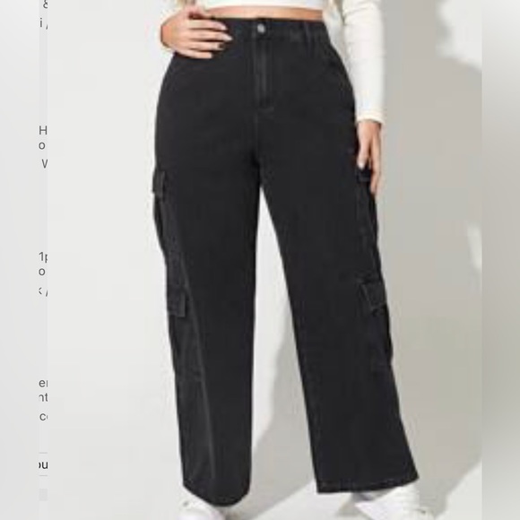 SHEIN Denim - Shein- High Waist Pocket Cargo Jeans